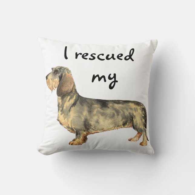 Rescue Wirehaered Dachshund Kussen (Voorkant)