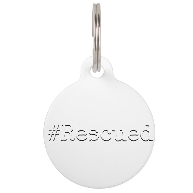 rescued – black and white huisdierpenning (Voorkant)