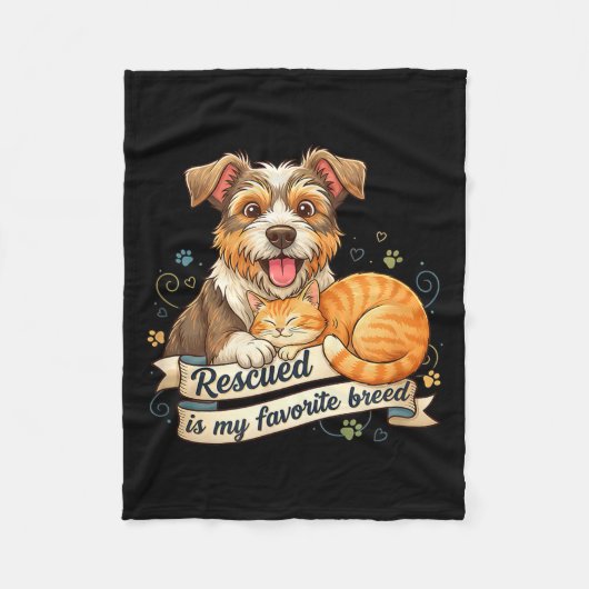 Rescued Is My Favorite Breed Dog Cat Pet Adoption Fleece Deken (Voorkant)