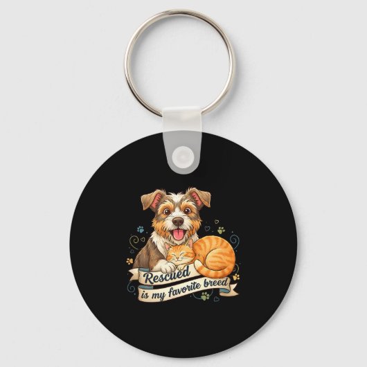 Rescued Is My Favorite Breed Dog Cat Pet Adoption  Sleutelhanger (Voorkant)