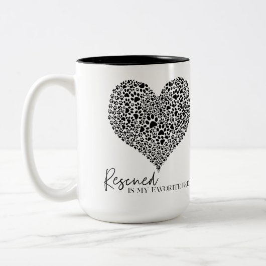 Rescuing is mijn favoriete ras - koffie-mok/kop tweekleurige koffiemok (Links)