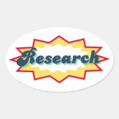 Research Sticker, comic book pop design Ovale Sticker (Voorkant)