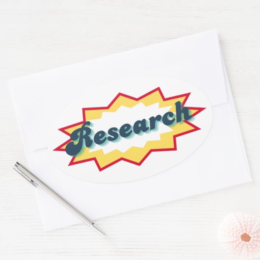 Research Sticker, comic book pop design Ovale Sticker (Envelop)