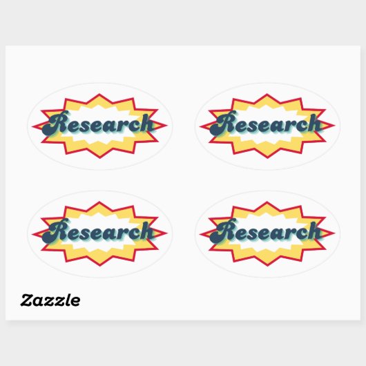 Research Sticker, comic book pop design Ovale Sticker (Vel)