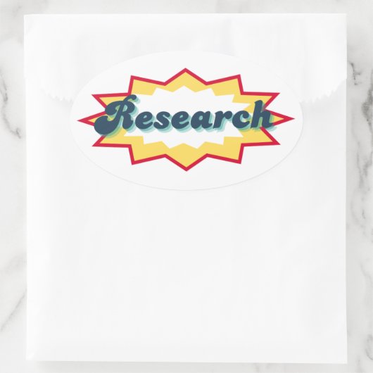 Research Sticker, comic book pop design Ovale Sticker (Tas)