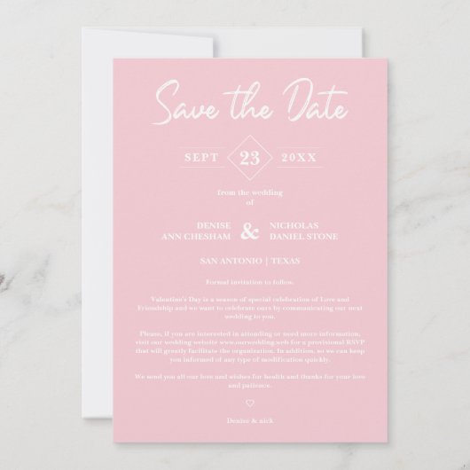 Reserva La Fecha Arch Effect Pink Heart Happy Vale Save The Date (Achterkant)