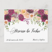 Reserva La Fecha Bewaar de datum La Flor Peach Aankondigingskaart (Voorkant)