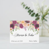 Reserva La Fecha Bewaar de datum La Flor Peach Aankondigingskaart (Staand voorkant)