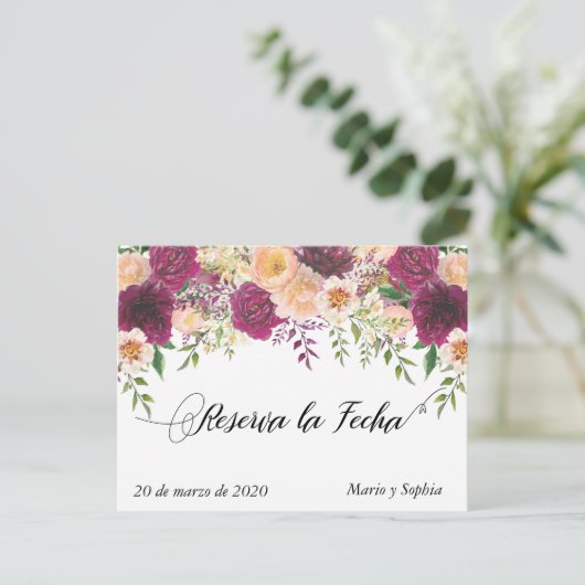 Reserva La Fecha Bewaar de datum La Flor Peach Aankondigingskaart (Staand voorkant)