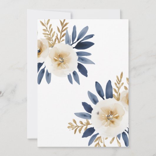 Reserva La Fecha Boda Spring Floral Blue Gold Save The Date (Achterkant)
