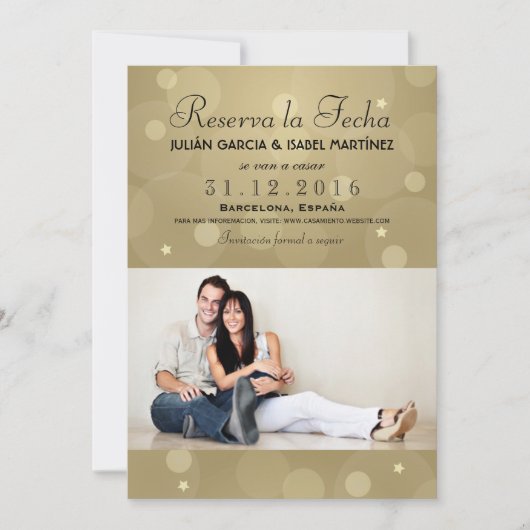 Reserva la Fecha Casamiento Anuncio Targeta Foto Kaart (Voorkant)