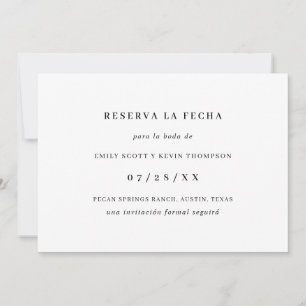 Reserva la Fecha Eenvoudig Zwart en Wit Spaans Save The Date