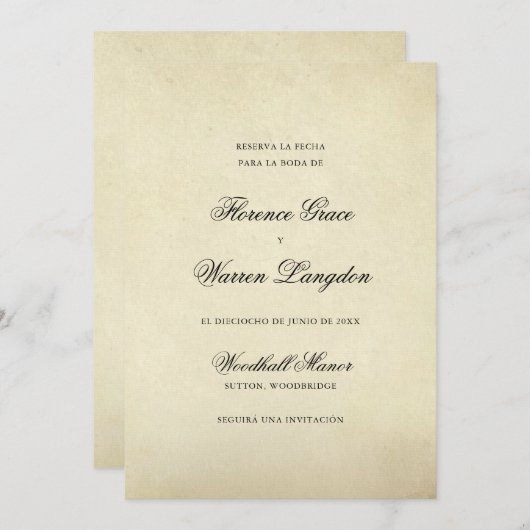 Reserva La Fecha Elegant Beige Spaans Save The Date (Voorkant / Achterkant)