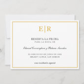 Reserva La Fecha Elegant Gold Monogram Formele Save The Date (Voorkant)