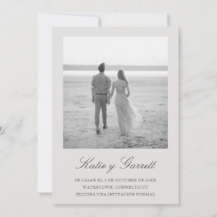 Reserva la Fecha Elegant Simple Gray Photo Spain Save The Date