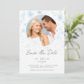 Reserva La Fecha Fancy Flowers Classic Floral Blue Save The Date (Staand voorkant)