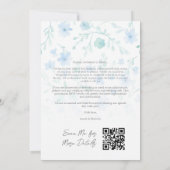 Reserva La Fecha Fancy Flowers Classic Floral Blue Save The Date (Achterkant)