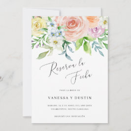 Reserva La Fecha Floral Waterverf Weddenschap Spaa Save The Date