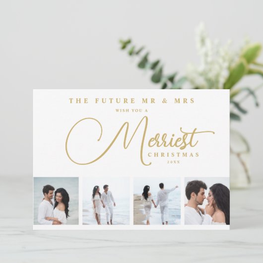 Reserva La Fecha Gold Exquisite Modern Wedding Chr Save The Date (Staand voorkant)