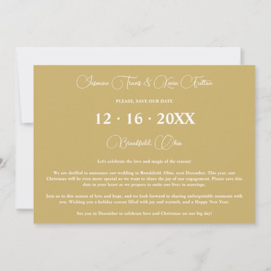 Reserva La Fecha Gold Exquisite Modern Wedding Chr Save The Date (Achterkant)