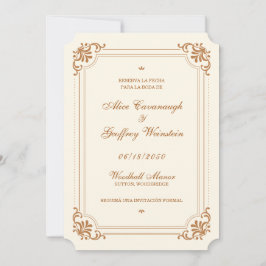 Reserva La Fecha Ivory Copper Spaans Save The Date