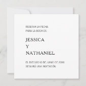 Reserva La Fecha Minimalist Black and White Save The Date (Voorkant)