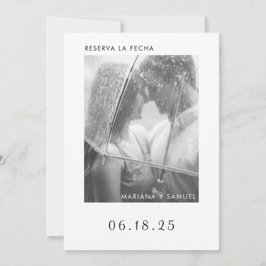 Reserva La Fecha Modern Black and White Photo Save The Date (Voorkant)