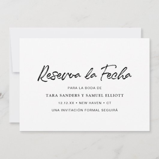 Reserva la Fecha Modern Brush Script Save The Date (Achterkant)