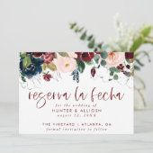 Reserva La Fecha Modern FloralInvitation Save Save The Date (Staand voorkant)