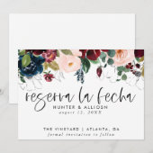Reserva La Fecha Modern FloralInvitation Save The Date (Voorkant / Achterkant)