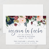Reserva La Fecha Modern FloralInvitation Save The Date (Voorkant / Achterkant)