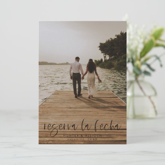 Reserva La Fecha Modern Fotouitnodiging Save The Date (Staand voorkant)