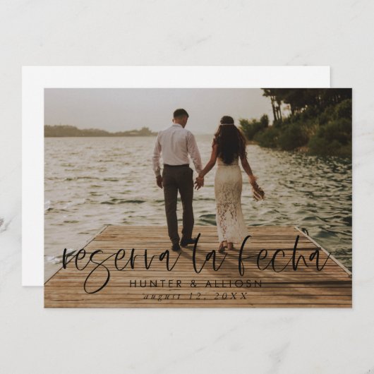 Reserva La Fecha Modern Fotouitnodiging Save The Date (Voorkant / Achterkant)