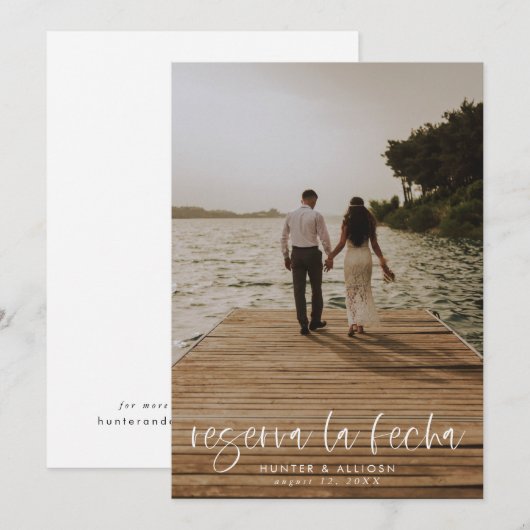 Reserva La Fecha Modern Fotouitnodiging Save The Date (Voorkant / Achterkant)