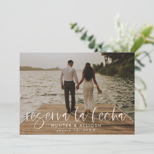 Reserva La Fecha Modern Fotouitnodiging Save The Date (Staand voorkant)