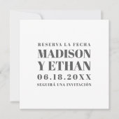 Reserva La Fecha Modern Grey and White Spaans Save The Date (Voorkant)