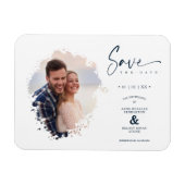 Reserva La Fecha Modern Grunge Ink Effect Photo En Magneet (Horizontaal)