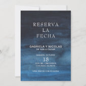 Reserva La Fecha Moody Navy Blue Waterverf Save The Date (Voorkant)