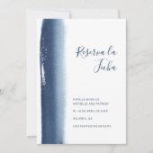 Reserva La Fecha Navy Blue Brushstroke Spaans Save The Date (Voorkant)