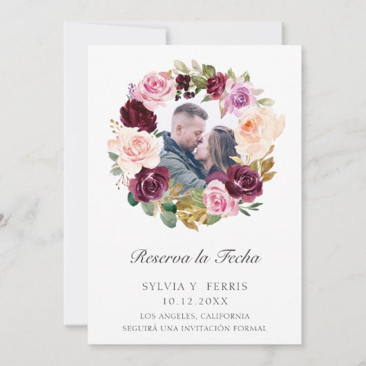 Reserva la Fecha Paars Floral Save The Date (Voorkant)