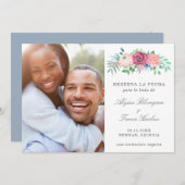 Reserva La Fecha Pink Floral Foto Spaans Save The Date (Voorkant / Achterkant)
