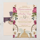 Reserva La Fecha Quinceanera Pink Charra, Purple Save The Date (Voorkant / Achterkant)