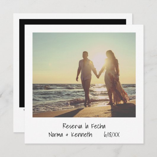 Reserva La Fecha Retro Instant Photo Spaans Save The Date (Voorkant / Achterkant)