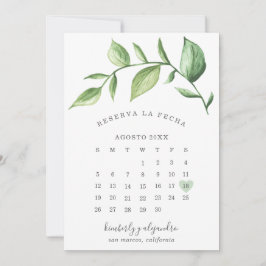 Reserva La Fecha Rustic Greenery Calendar Spaans Save The Date