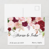Reserva La Fecha Save The Date Bourgogne roze Aankondigingskaart (Voorkant / Achterkant)