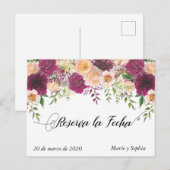 Reserva La Fecha  Save The Date La Flor Perzik Aankondigingskaart (Voorkant / Achterkant)