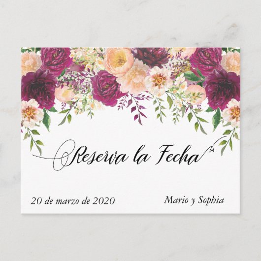 Reserva La Fecha  Save The Date La Flor Perzik Aankondigingskaart (Voorkant)