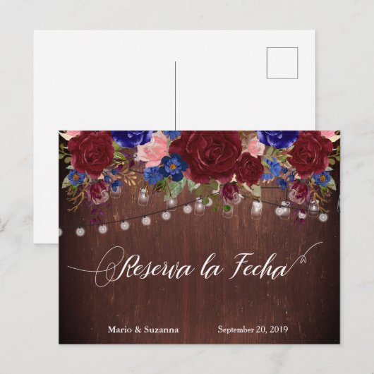 Reserva la Fecha Save the Date Spaanse marine Flow Aankondigingskaart (Voorkant / Achterkant)