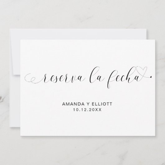 Reserva la Fecha Simple Black en White Spaans Save The Date (Voorkant)