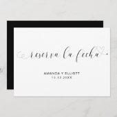 Reserva la Fecha Simple Black en White Spaans Save The Date (Voorkant / Achterkant)